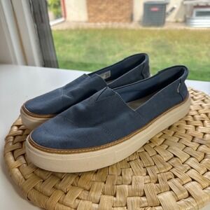 TOMS Earthwise Platform Slip On Casual Shoes Women's 9.5 Blue Comfort
